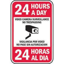 24 Hours A Day Video Camera Surveillance No Trespassing (In Spanish Too)