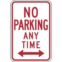 No Parking Anytime with Double Arrow Sign